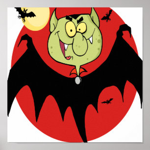 Póster personagem de bastão de vampiro engraçado