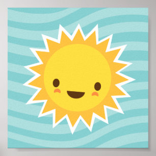 Poster Personagem de desenho animado bonito do sol do