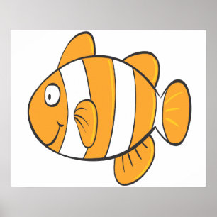 Póster personagem de desenho animado de palhaço feliz e 