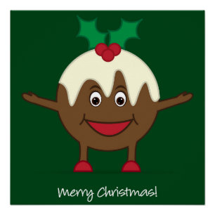 Póster personagem de desenho animado de pudim de Natal