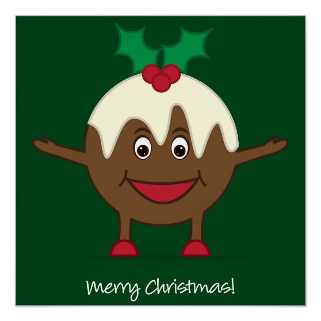 Póster Personagem de desenho animado de pudim de Natal (Frente)