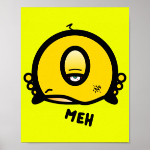 Poster Personagem de desenho animado Meh criatura estranh