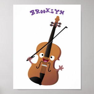 Poster Personagem de desenho animado musical de violino e