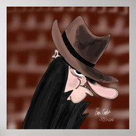 Poster Personagem de desenho animado vilão sorrateiro