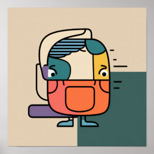 Poster Personagem de Homem Geomátrico abstrato