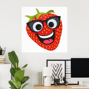 Poster Personagem de Morango Legal – Arte Divertida de Fr