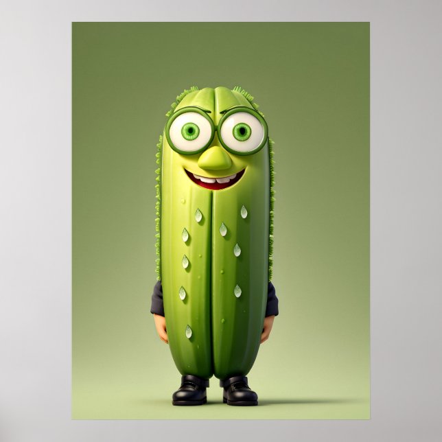 Poster Personagem engraçada de pepino (Frente)