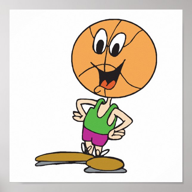 Póster personagem engraçado de basquete (Frente)