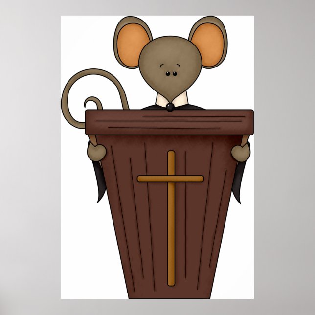 Poster Personagem engraçado de rato de igreja cristã (Frente)