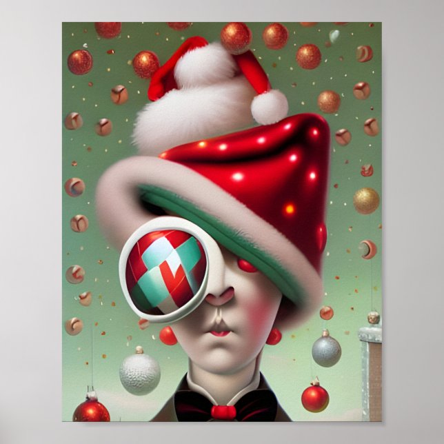 Poster Personagem Engraçado Surreal Santa Hat (Frente)