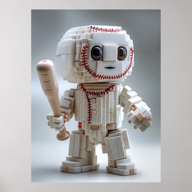 Poster Personagem mascote de beisebol voxel (Frente)