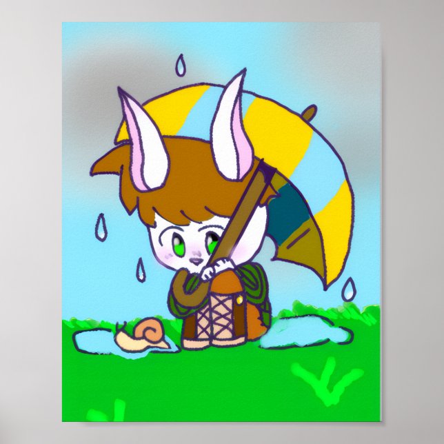 Poster personagem original, fofo estioa o coelho. (Frente)