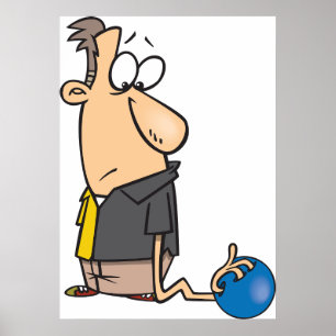 Poster Personagem Sad Bowler Engraçado com Bola de bolich