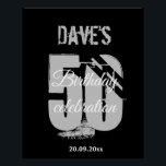 Póster Personalidade Negra Moderna Qualquer Idade 50º Ani<br><div class="desc">Cinza Negra Personalizada 50th Qualquer Poster De Festa de aniversário De Idade</div>