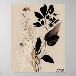 Poster Personalização Botânica Minimalista Boho