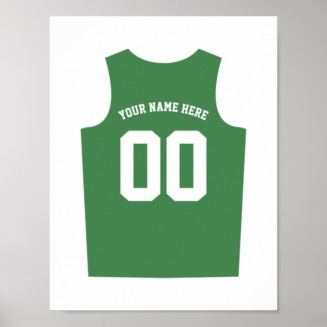 Poster personalização de basquete uniforme e verde (Frente)