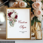 Poster Personalização de Casamento de Rosa do Jardim Bran<br><div class="desc">✅ Para procurar itens correspondentes 208W em minhas coleções ✅ Bem-vindos aos seus convidados com estilo e elegância usando este símbolo personalizado de casamento boho, com rosas de cor d'água embebidas e rosas brancas acentuadas com folhas de ouro envolventes. Projetado em uma rica paleta de burgundy, marsala, marrom, vermelho profundo,...</div>