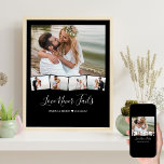 Poster Personalização de Fita de Colagem de Foto de Casam<br><div class="desc">Poster de colagem de fotos de casamento com texto personalizado e faixa de fotos ziguezague. O modelo está pronto para que você adicione cinco fotos - a foto principal será usada como fundo e as 4 fotos restantes serão colocadas em uma faixa de fotos ziguezague na parte inferior. Este design...</div>