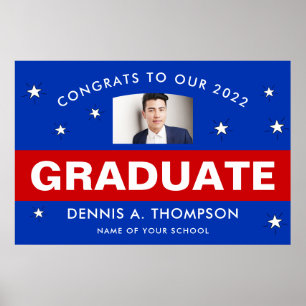 Poster Personalização de Graduação Vermelha e Azul