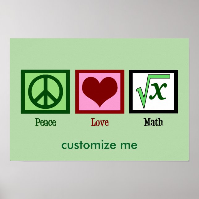 Poster Personalização de Matemática do Peace Love (Frente)