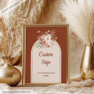 Poster Personalização do Arco do Luxo Terracotta Pampas S