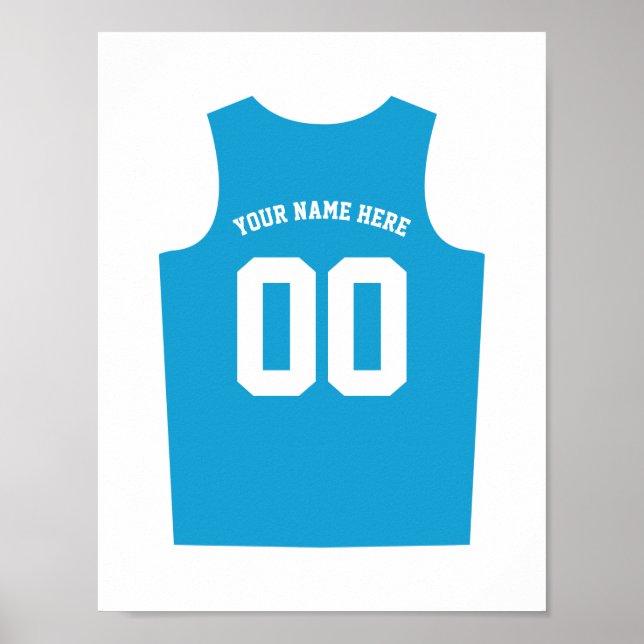 Poster personalização uniforme de basquete azul cl (Frente)