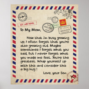Poster Personalizada Para Minha Mãe Carta De Amor Do Fil