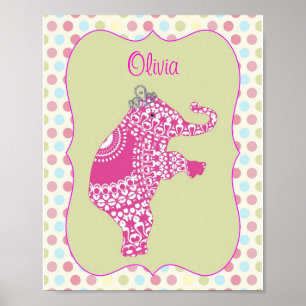 Poster Personalizada Princesa de Elefante Rosa Bon
