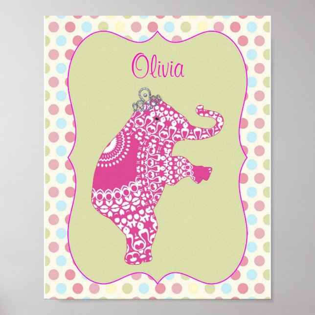 Poster Personalizada Princesa de Elefante Rosa Bon (Frente)