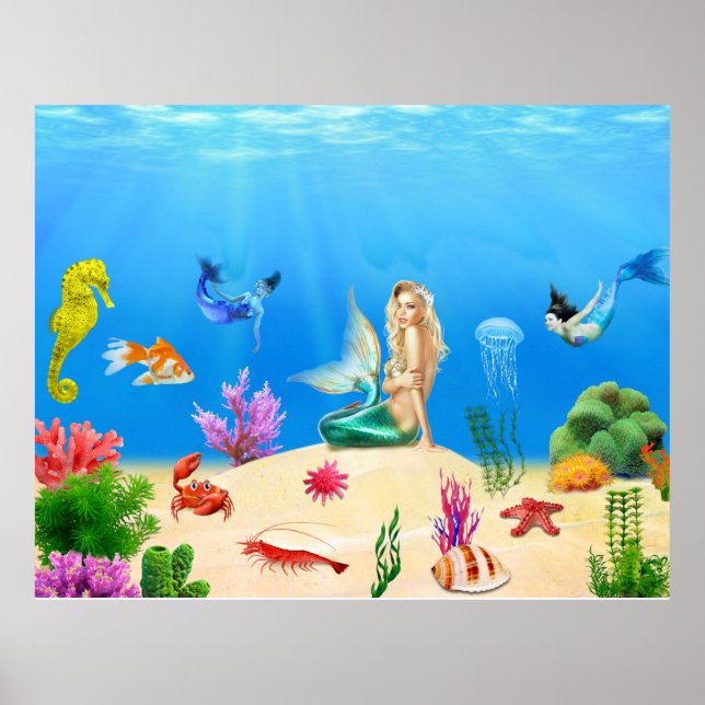 Poster personalizadas garotas de sereia personaliz (Frente)