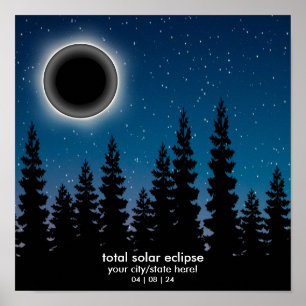 Poster Personalizado 2024 Eclipse Solar Souvenir Memento