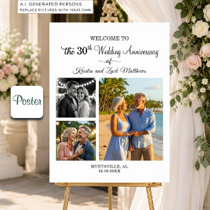 Poster Personalizado 3 Fotos 30º Aniversário de Casamento