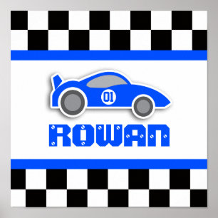 Poster personalizado azul do carro de competência
