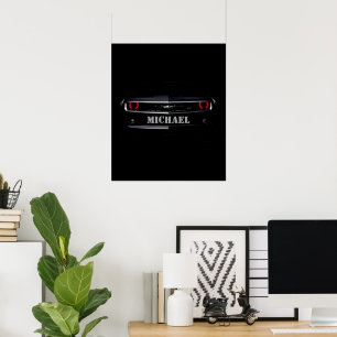 Poster Personalizado Camaro Chevy preto legal seu nome