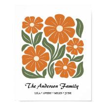 Poster Personalizado da Família - Impressão Floral