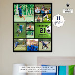 Poster Personalizado de Colagem de Fotografias do<br><div class="desc">Crie um poster de colagem personalizada de fotos de futebol utilizando este modelo de colagem de fotos fácil de carregar com 11 imagens em várias formas e tamanhos com o nome do jogador, o número e o nome do grupo ou do clube em relação à sua escolha de cor de...</div>