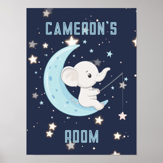 Poster Personalizado de Elefante Bebê Pescando 4 E (Frente)