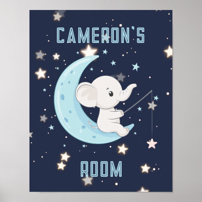Poster Personalizado de Elefante Bebê Pescando 4 E (Frente)