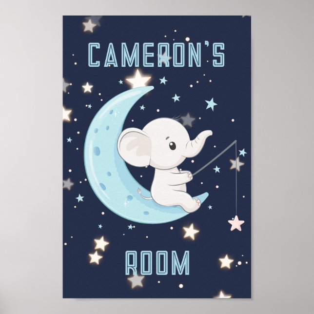 Poster Personalizado de Elefante Bebê Pescando 4 E (Frente)