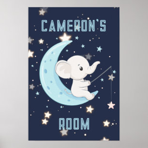 Poster Personalizado de Elefante Bebê Pescando 4 E