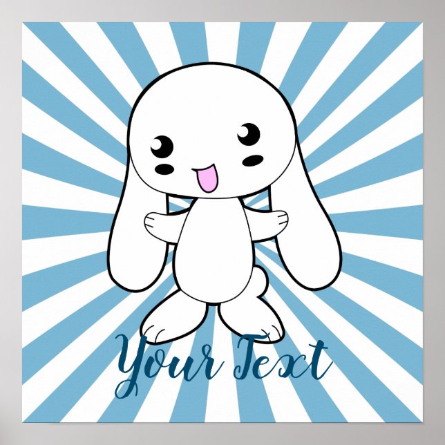 Poster Personalizado de Hug do Coelhinho de Kawaii (Frente)
