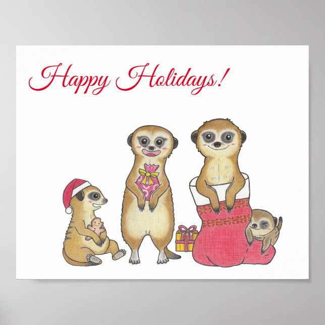 Poster personalizado de Natal de Meerkat para berç (Frente)