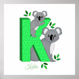 Poster personalizado do berçário - K para o Koal