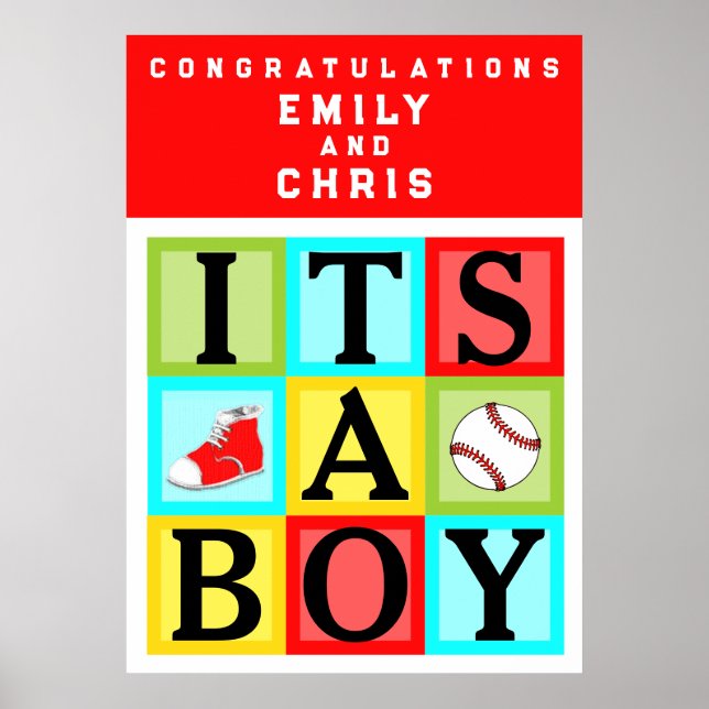 Poster personalizado do Chá de fraldas do Baby Boy (Frente)