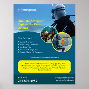Poster personalizado do curso de mergulho Scuba