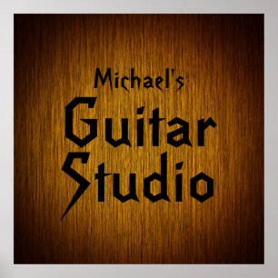 Poster personalizado do Guitar Studio sobre Madeir