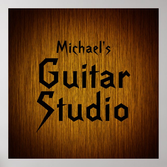 Poster personalizado do Guitar Studio sobre Madeir (Frente)