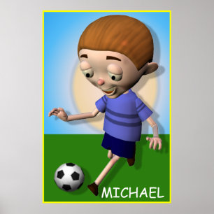 Poster personalizado do menino do miúdo do futebo