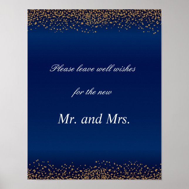 Póster Personalizado - Dourado Confetti e Marinho Azul Be (Frente)