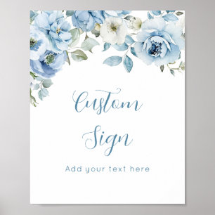 Poster Personalizado floral Azul Dusty
